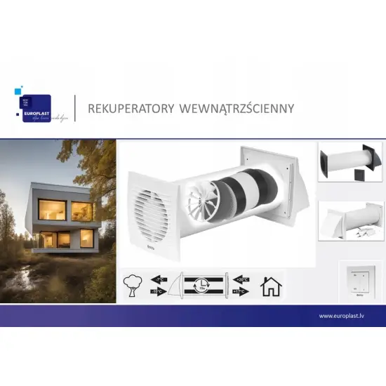 REKUPERATOR Ścienny Decentralny PRZYBYSZ Wyłącznik Ścienny - Ø150 mm